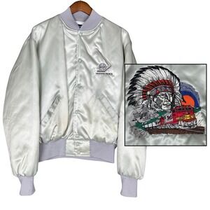 Vintage Holloway Santa Fe Railway Western Region Satin Bomber Jacket XL USA READ